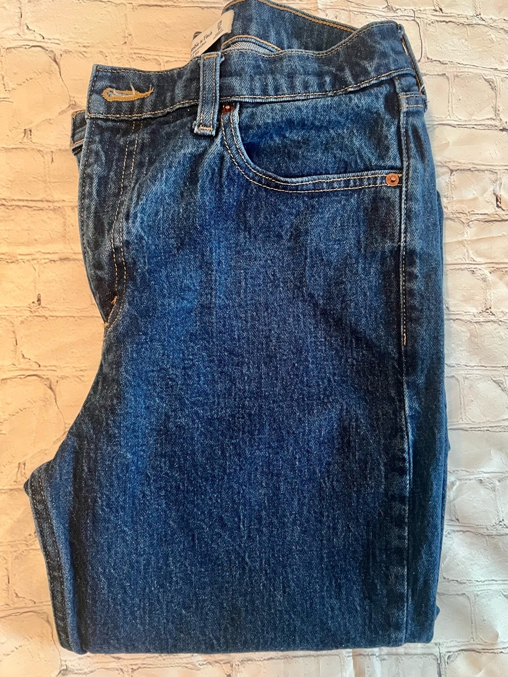 Abercrombie & Fitch Women's Straight-Leg Dark Blue Jeans 90 relax